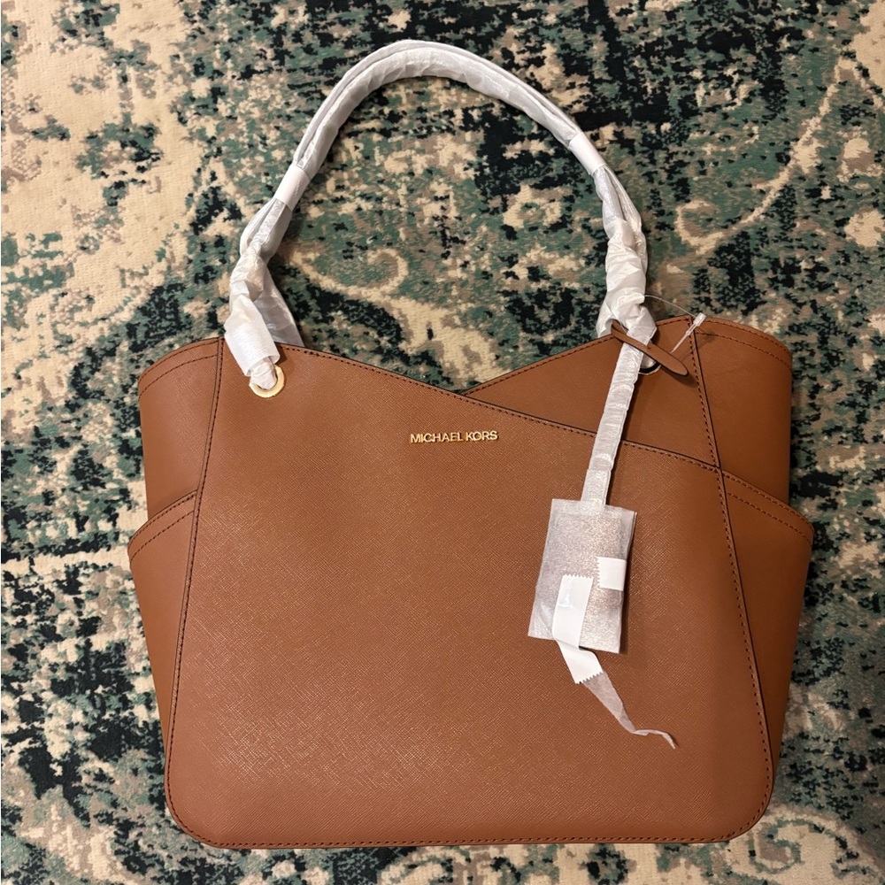 Michael Kors Brown Leather Jet Set Travel Tote Bag